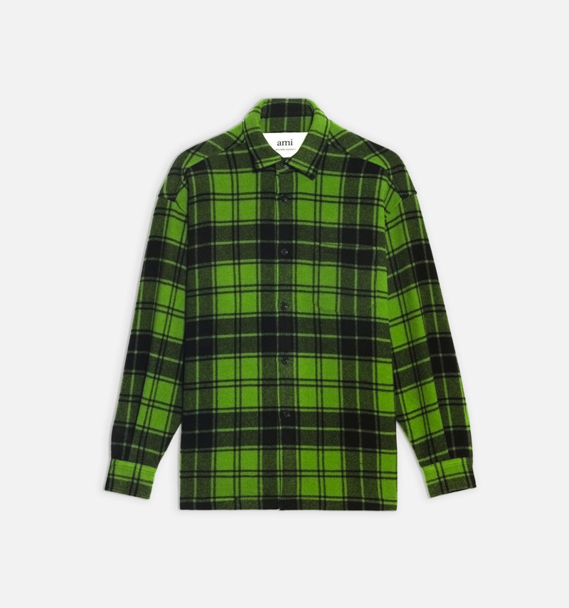 AMI Paris Checked Overshirt With Ami Paris Print outlook