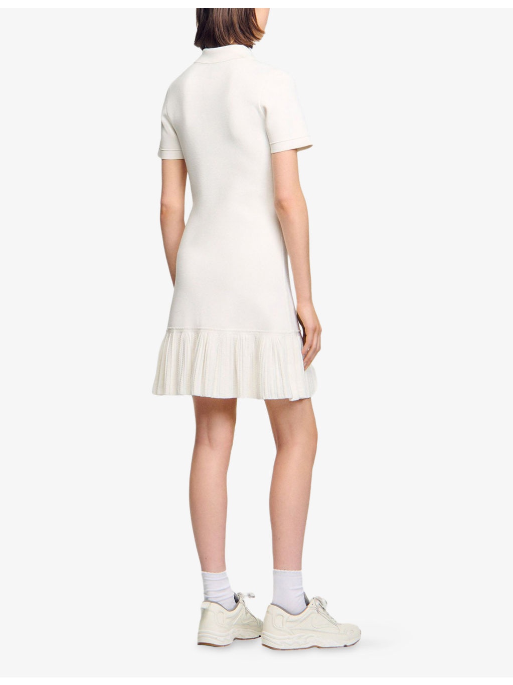 Polo-Collar Pleated-Hem Stretch-Knit Mini Dress - 4