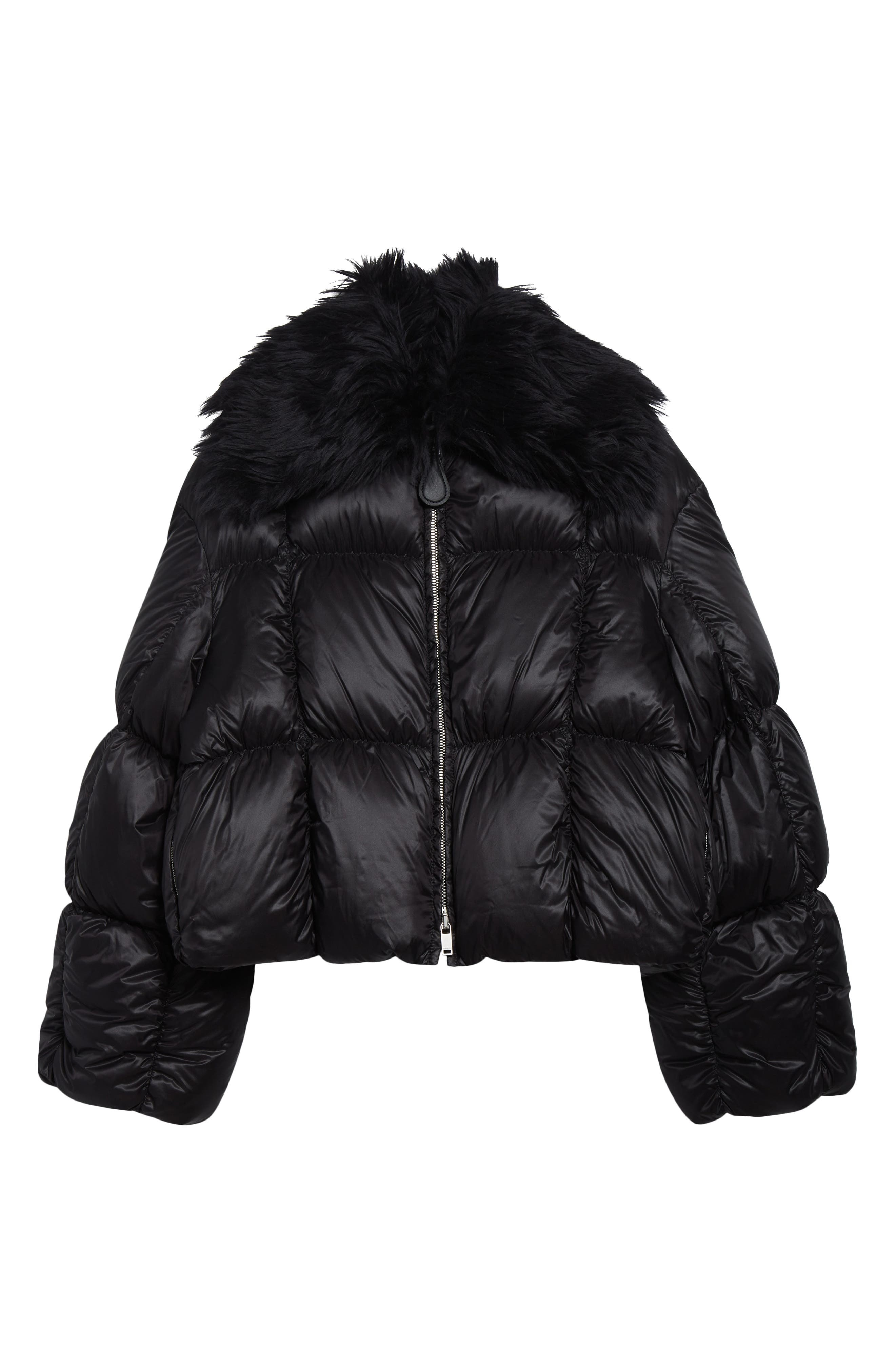 Jil Sander Short Quilted Blosuon Jacket with Deatachable Faux Fur Collar in Black at Nordstrom - 7