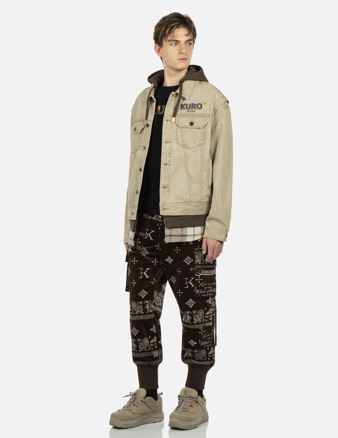 Monogram Paisley and Logo Print Velvet Joggers - 3