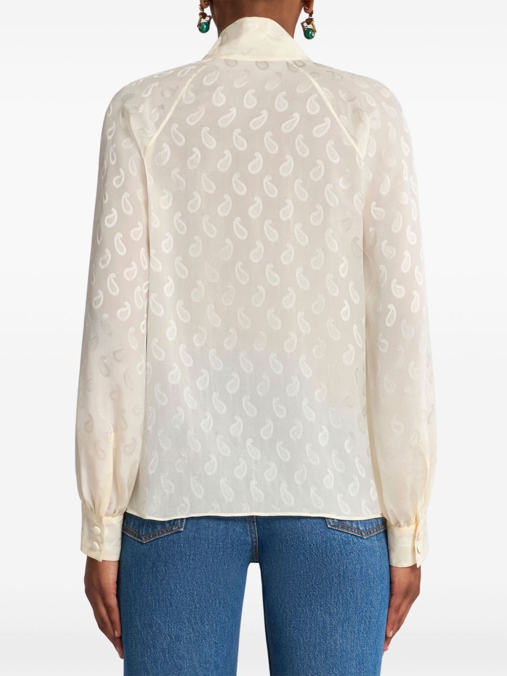 paisley-jacquard silk blouse - 3