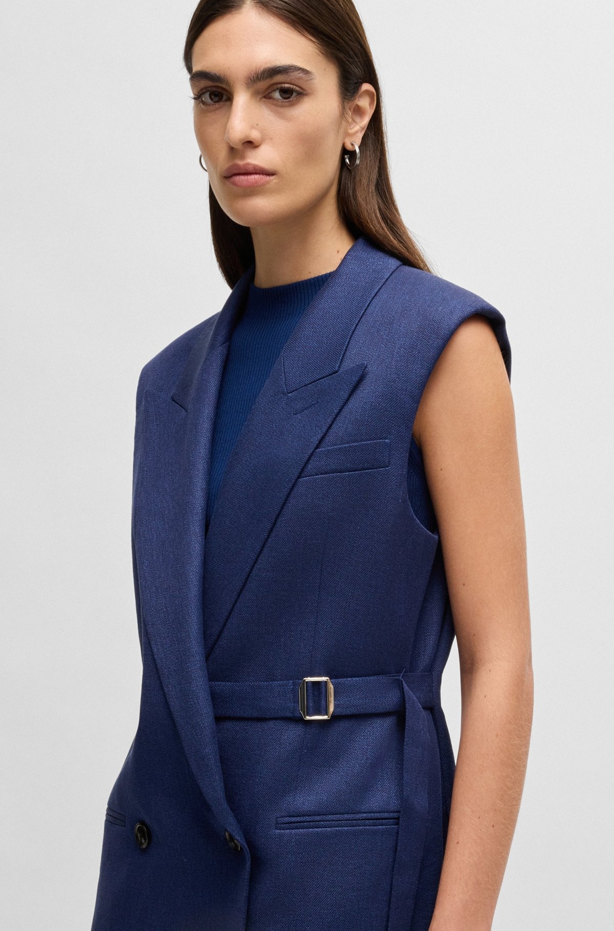 LINEN-BLEND WAISTCOAT WITH ADJUSTABLE BUCKLED STRAP - 6