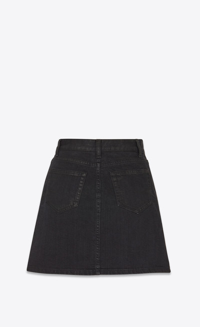 SAINT LAURENT mini skirt in lightly coated black stretch denim outlook