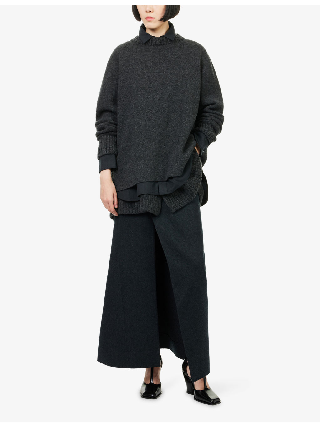 Melton Buttoned Wool Maxi Skirt - 2