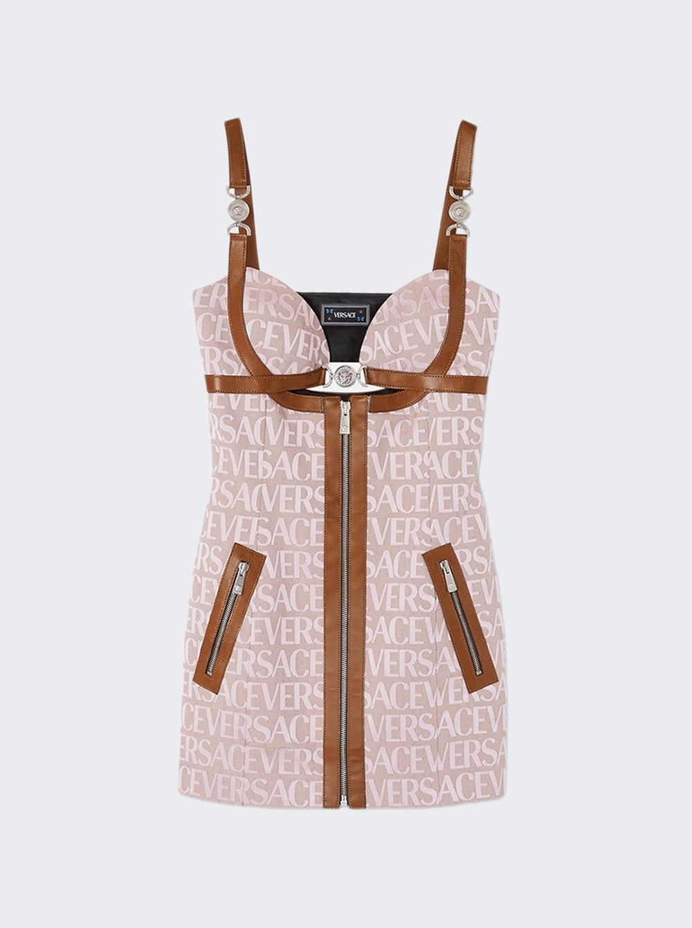 Canvas Logo Mini Dress Pale Pink And Beige - 1