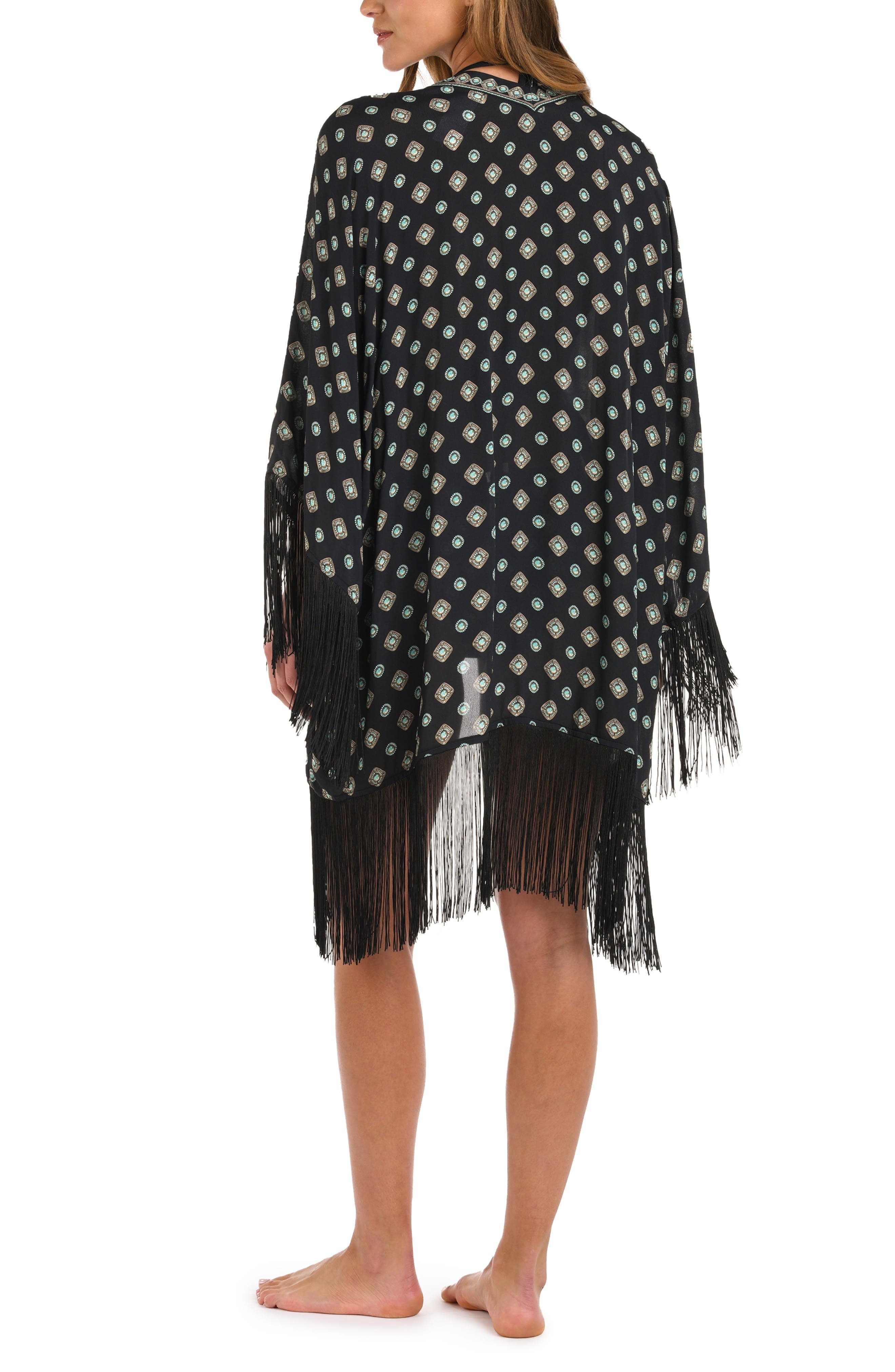 L'AGENCE Caterina Southwestern Fringe Cover-Up in Black at Nordstrom - 5