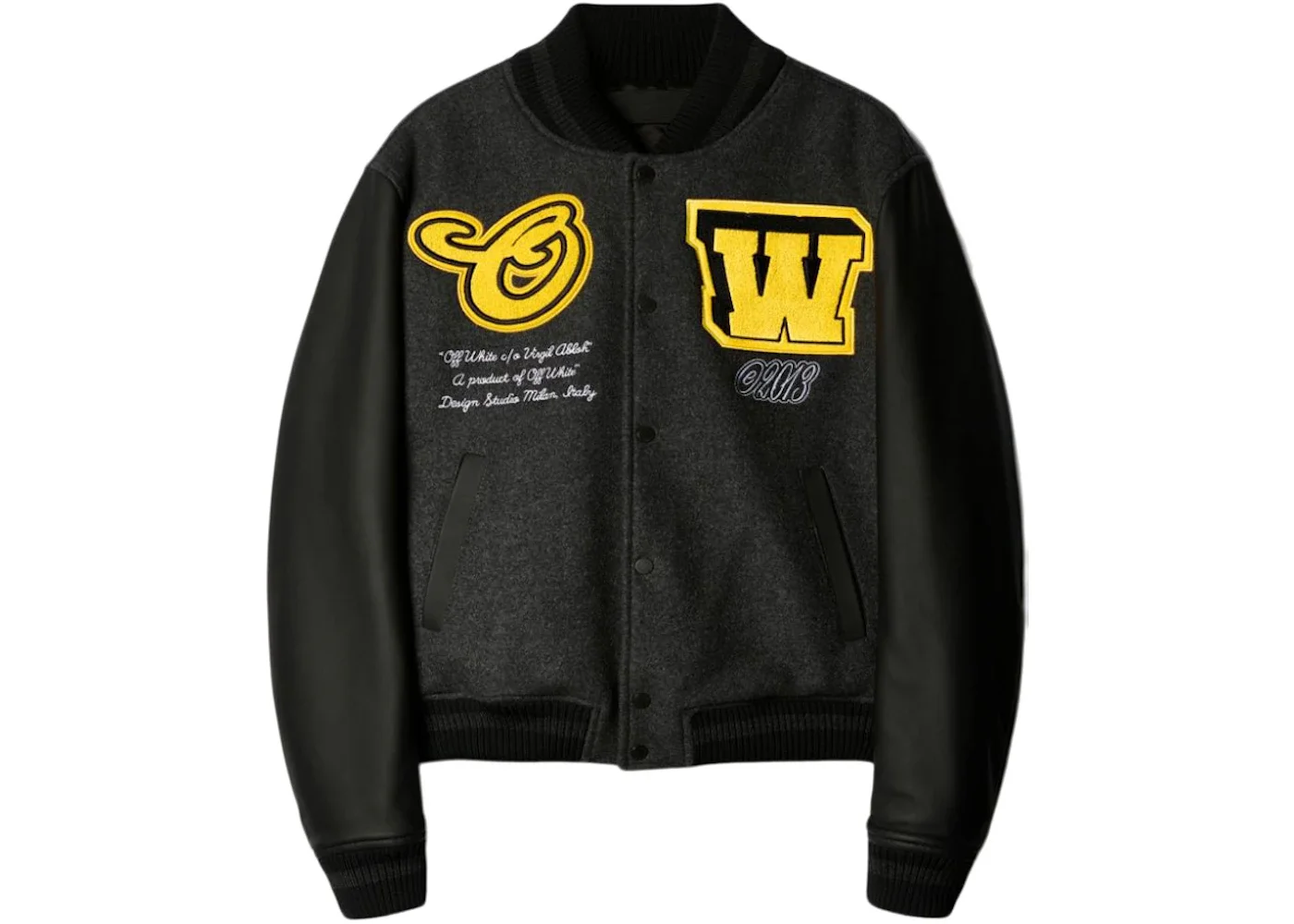 OFF-WHITE Vars Cat Leather Jacket Black/Yellow - 1
