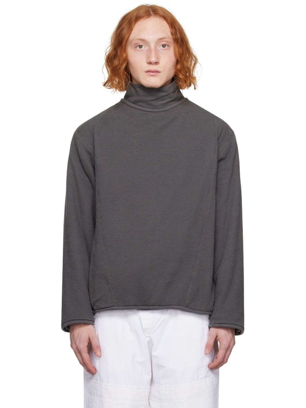 Gray Waffle Turtleneck - 1