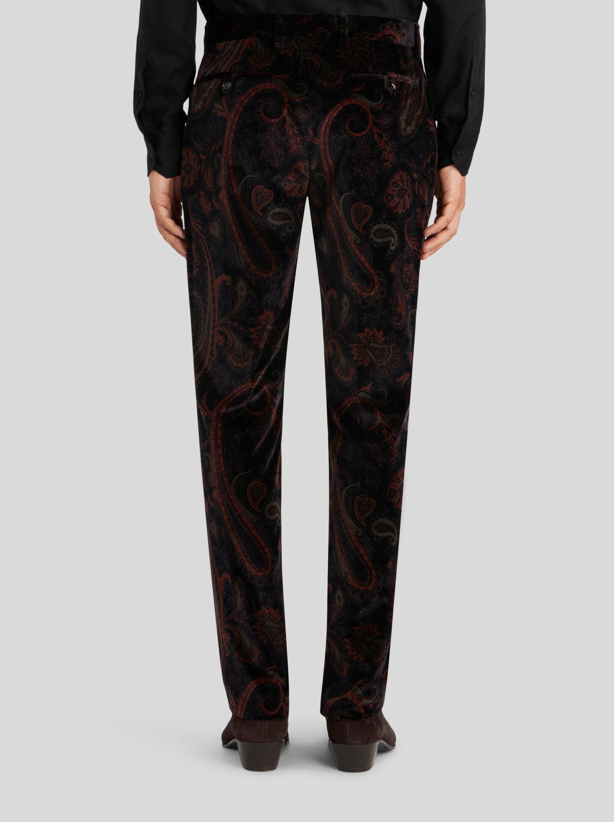 TAILORED STRETCH COTTON TROUSERS WITH FLORAL PAISLEY PATTERN - 4