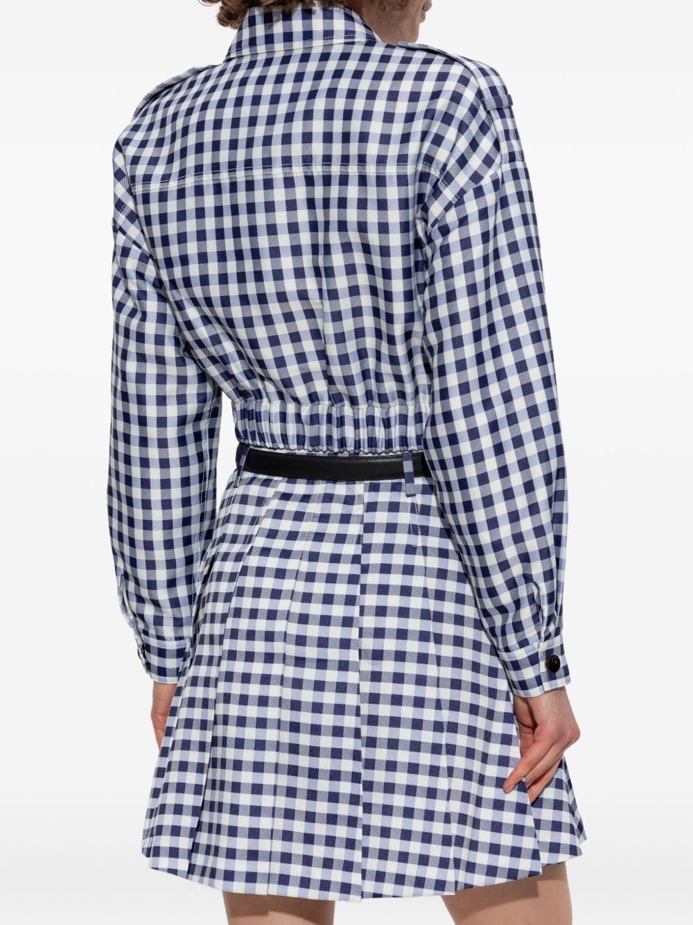 check-print pom-pom jacket - 4