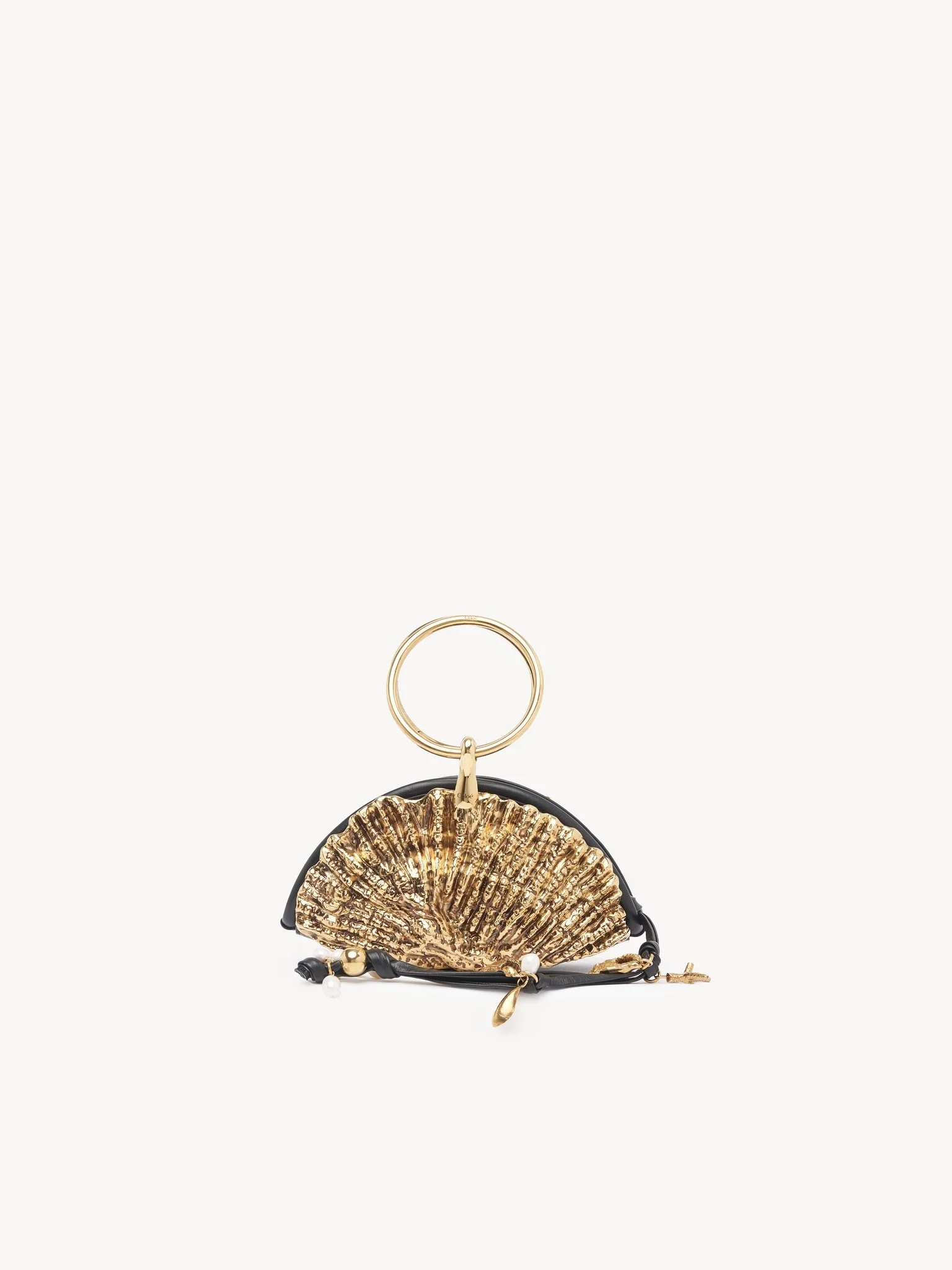 SEA TREASURES SHELL ZIPPED CLUTCH IN SOFT LEATHER & METAL - 1
