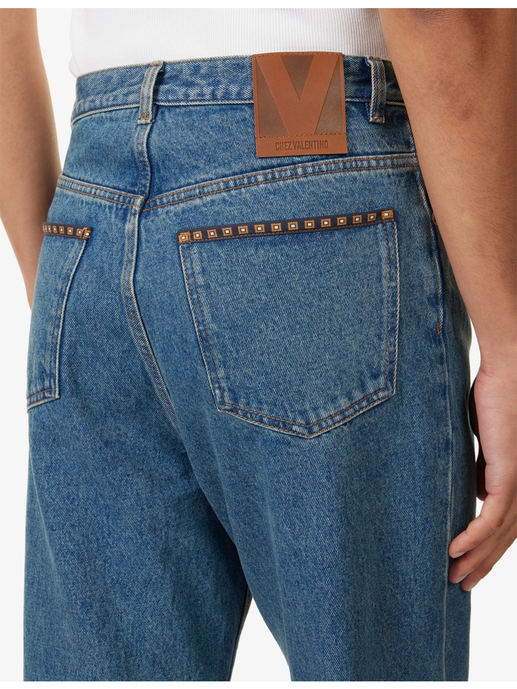Printed-Trims Straight-Leg Denim Jeans - 5