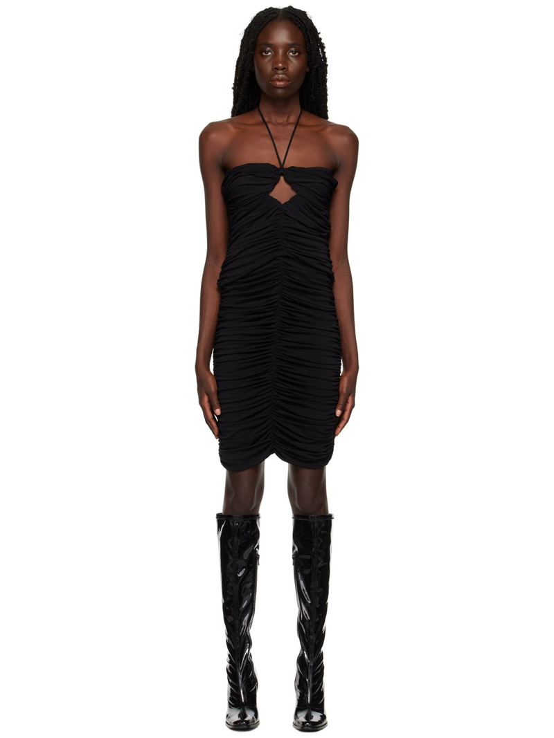 Black Ruched Keyhole Midi Dress 1