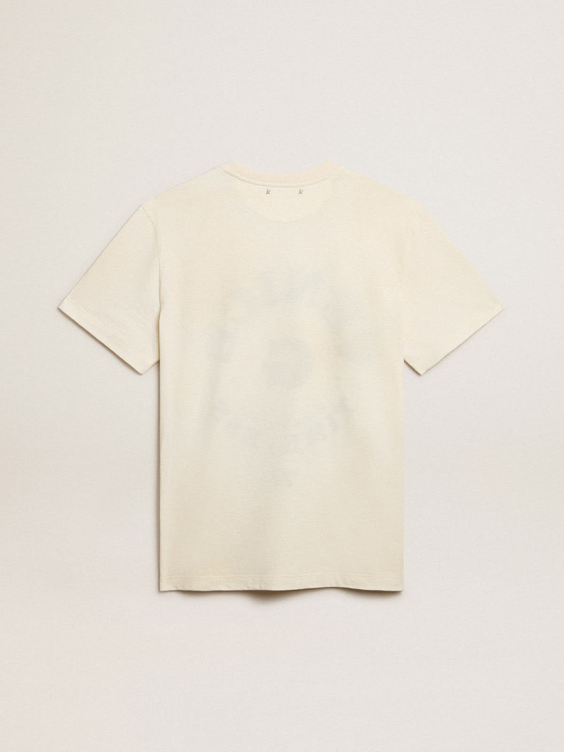 Men’s cotton T-shirt in aged white with faded lettering 6