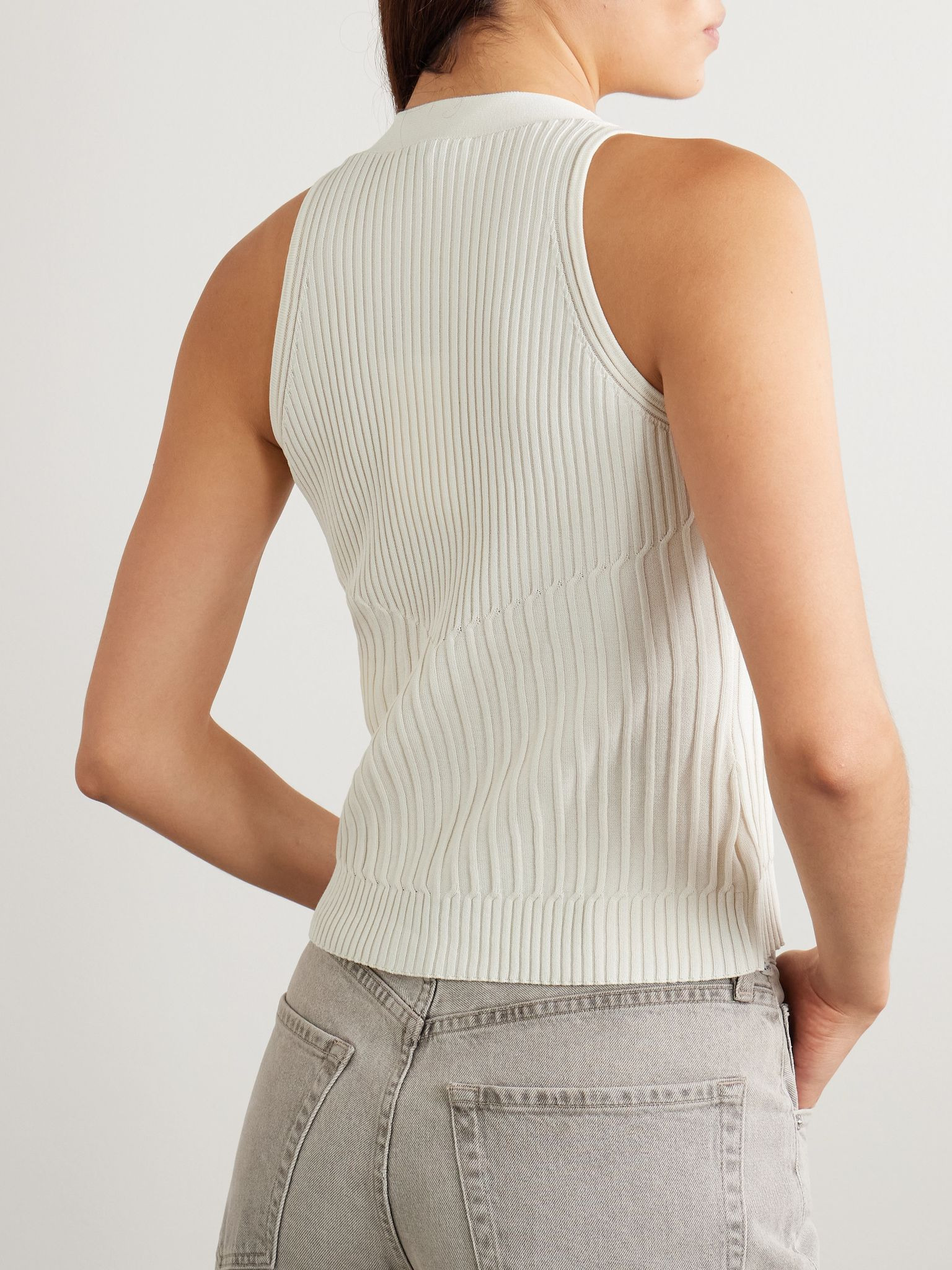 Bimba ribbed cotton-blend vest Ivory - 3