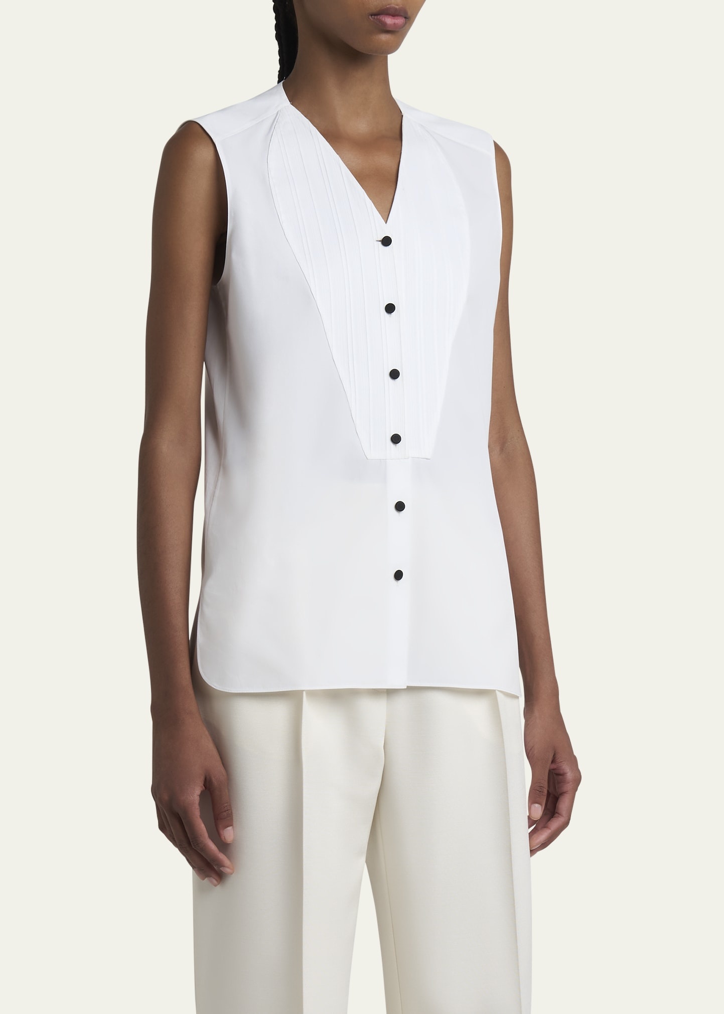 Caylee Sleeveless Poplin Tux Top - 4