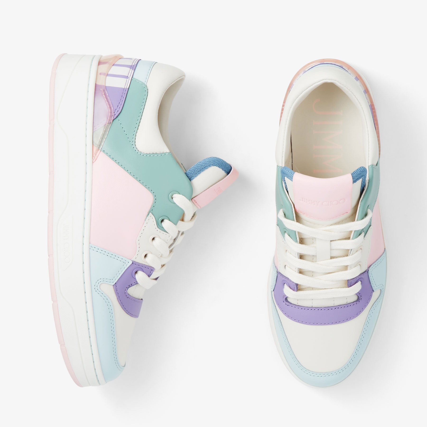 JIMMY CHOO Florent/F Powder Pink and Pastel Mix Leather Trainers