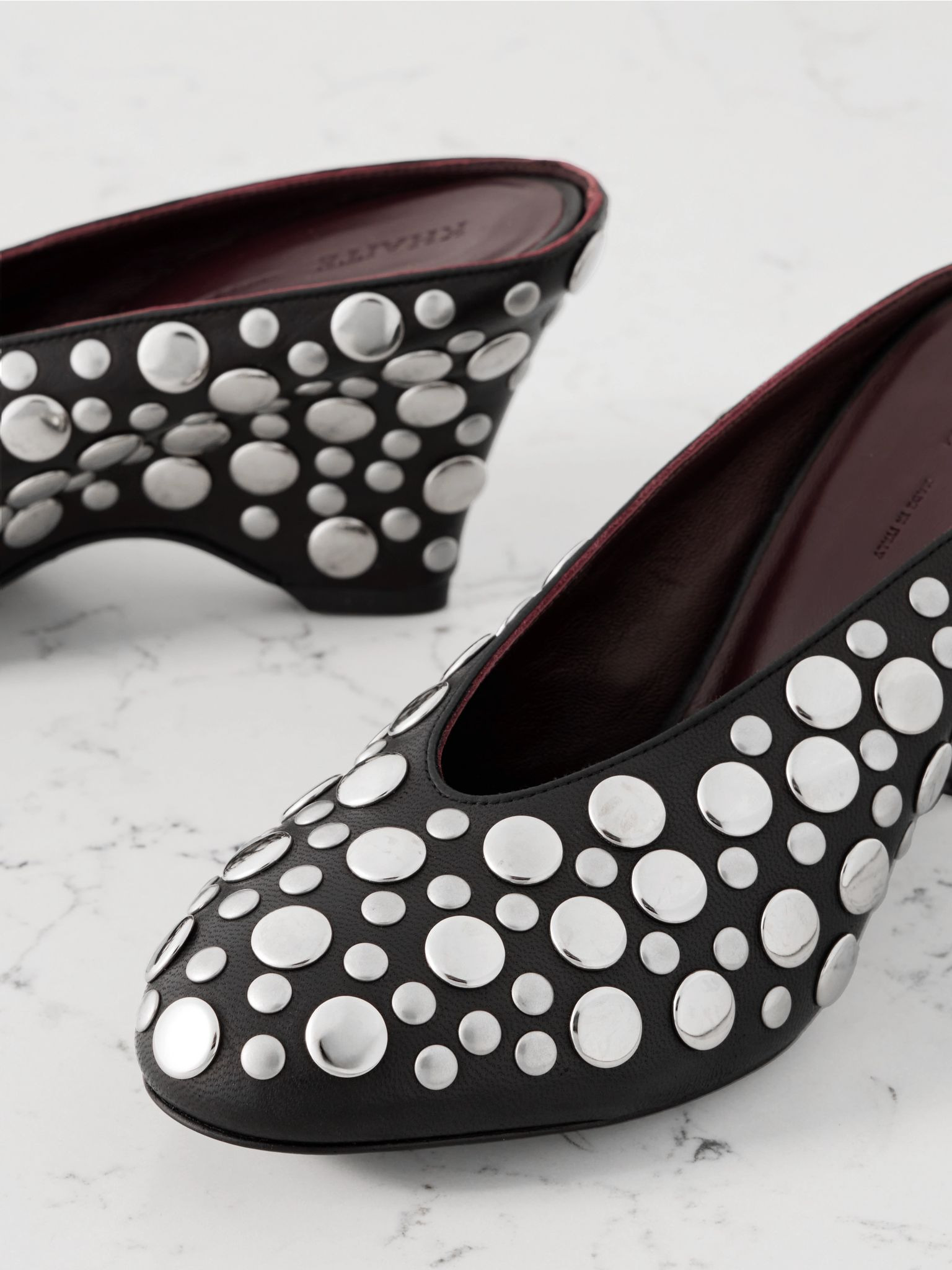 Cloak studded leather mules Black - 4