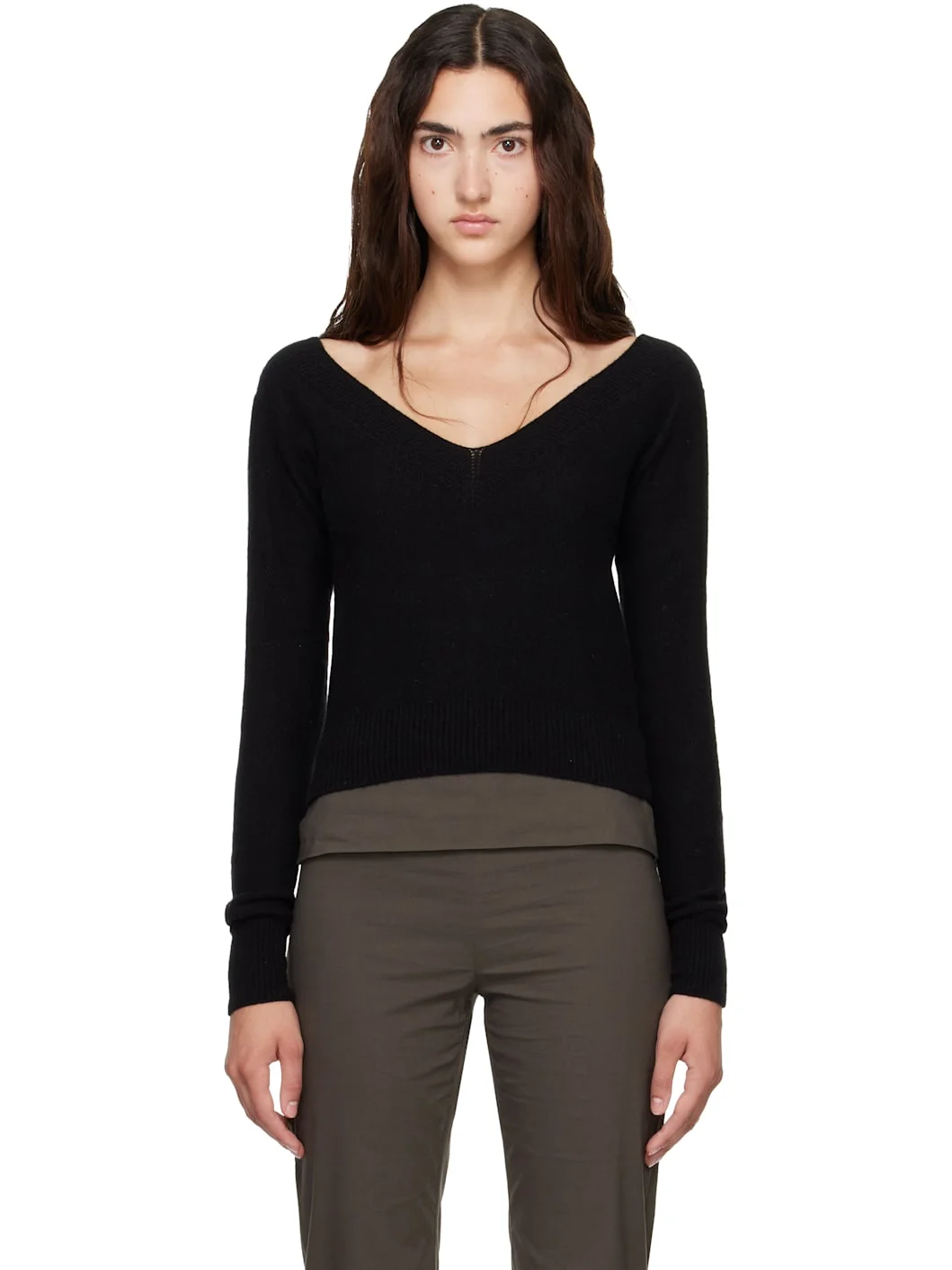 Black Tier V-Neck Sweater - 1