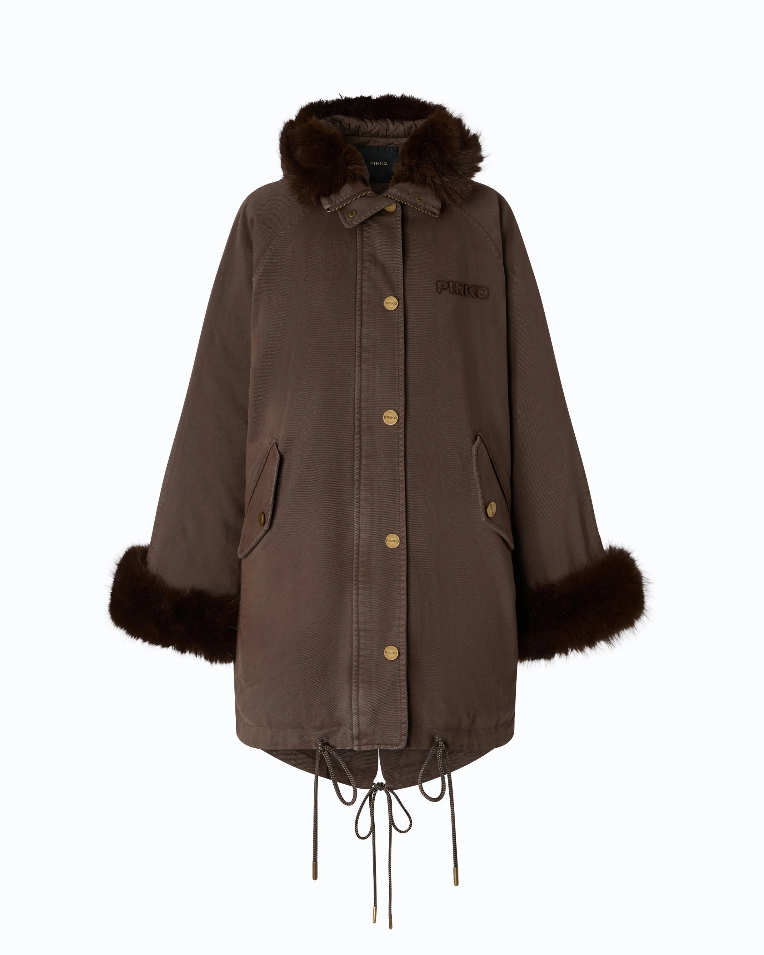 COTTON PARKA WITH FAUX FUR DETAILS - 1