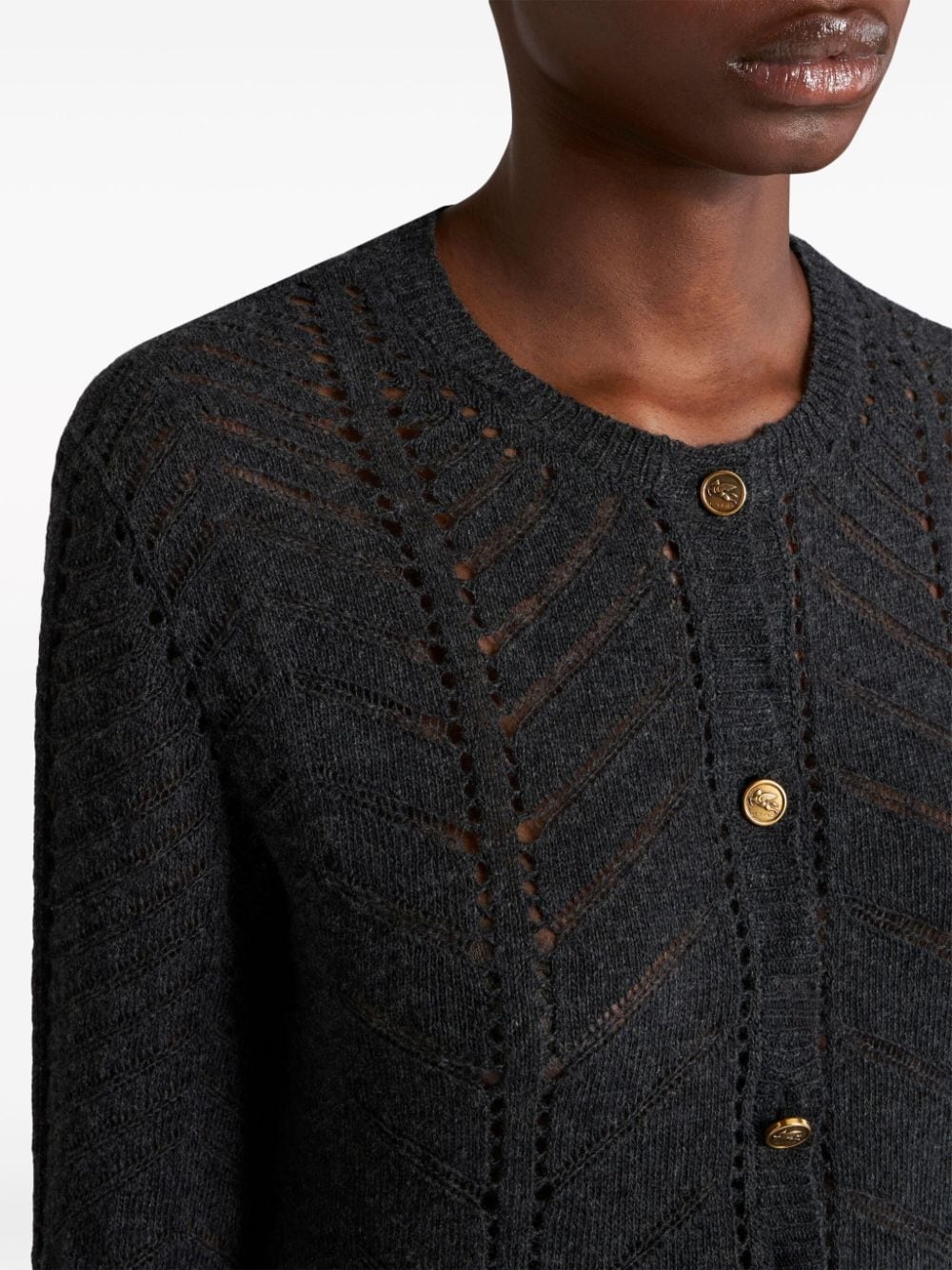 open-knit-detailling wool cardigan - 5