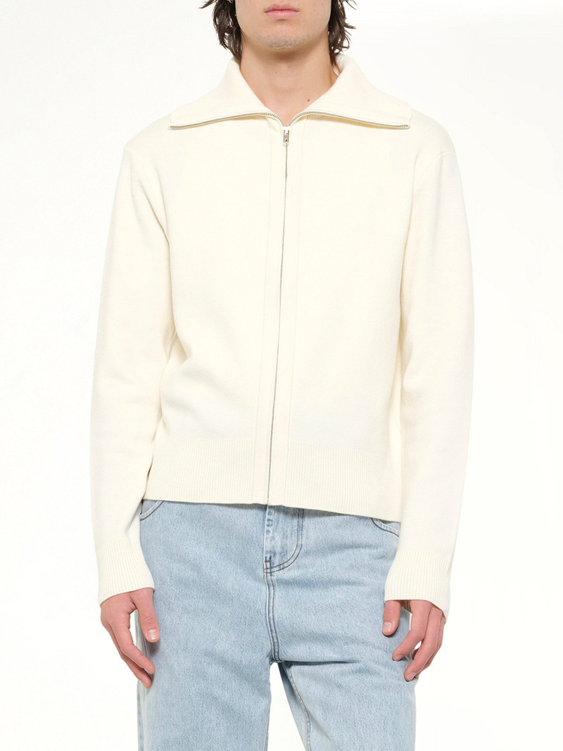 Knit Zip Up Jacket in Ivory 6