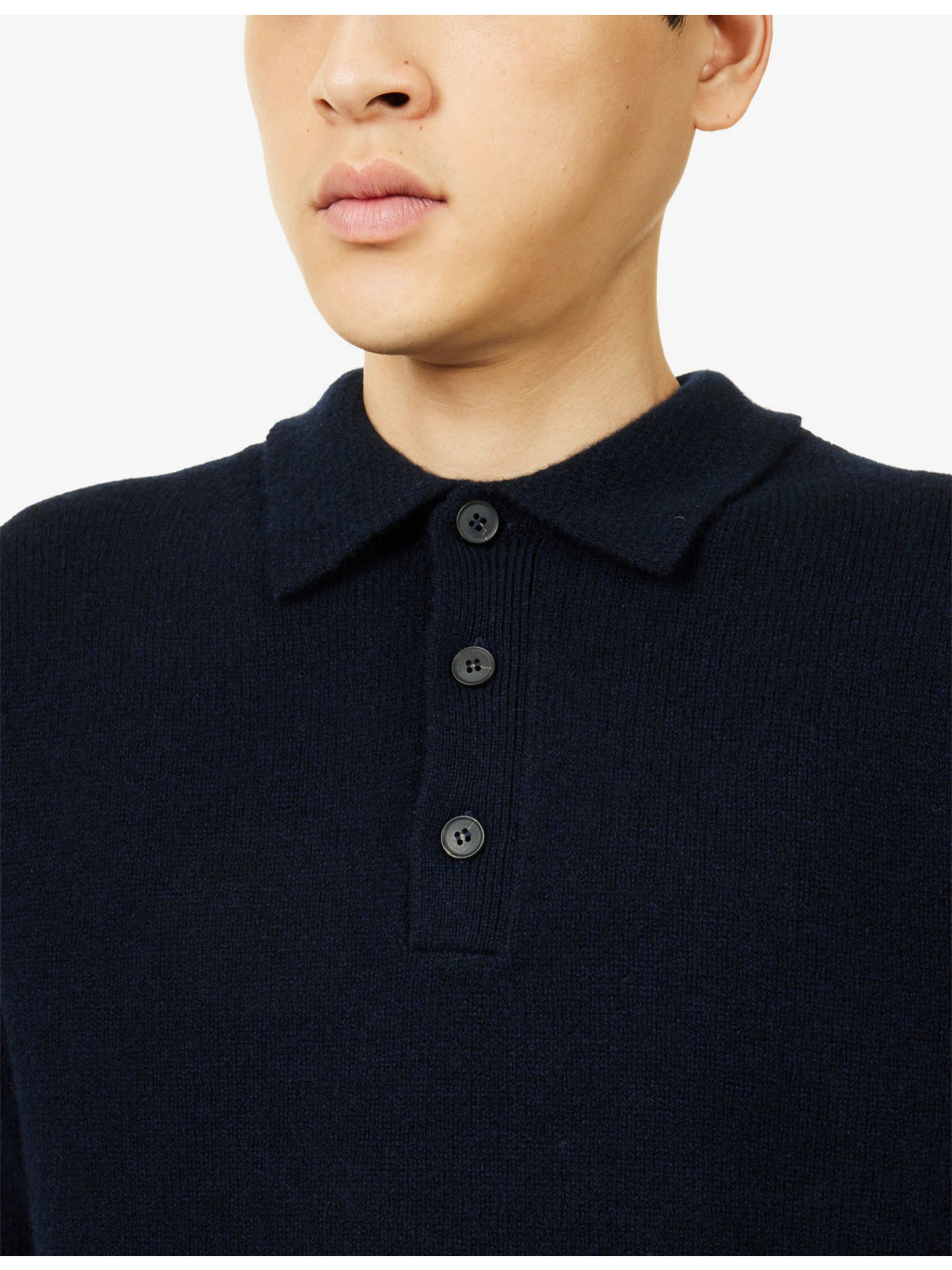 Long-Sleeve Wool Knitted Polo Shirt - 5