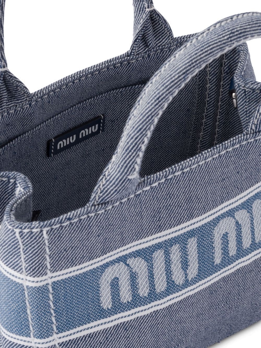 denim jacquard logo handbag - 5