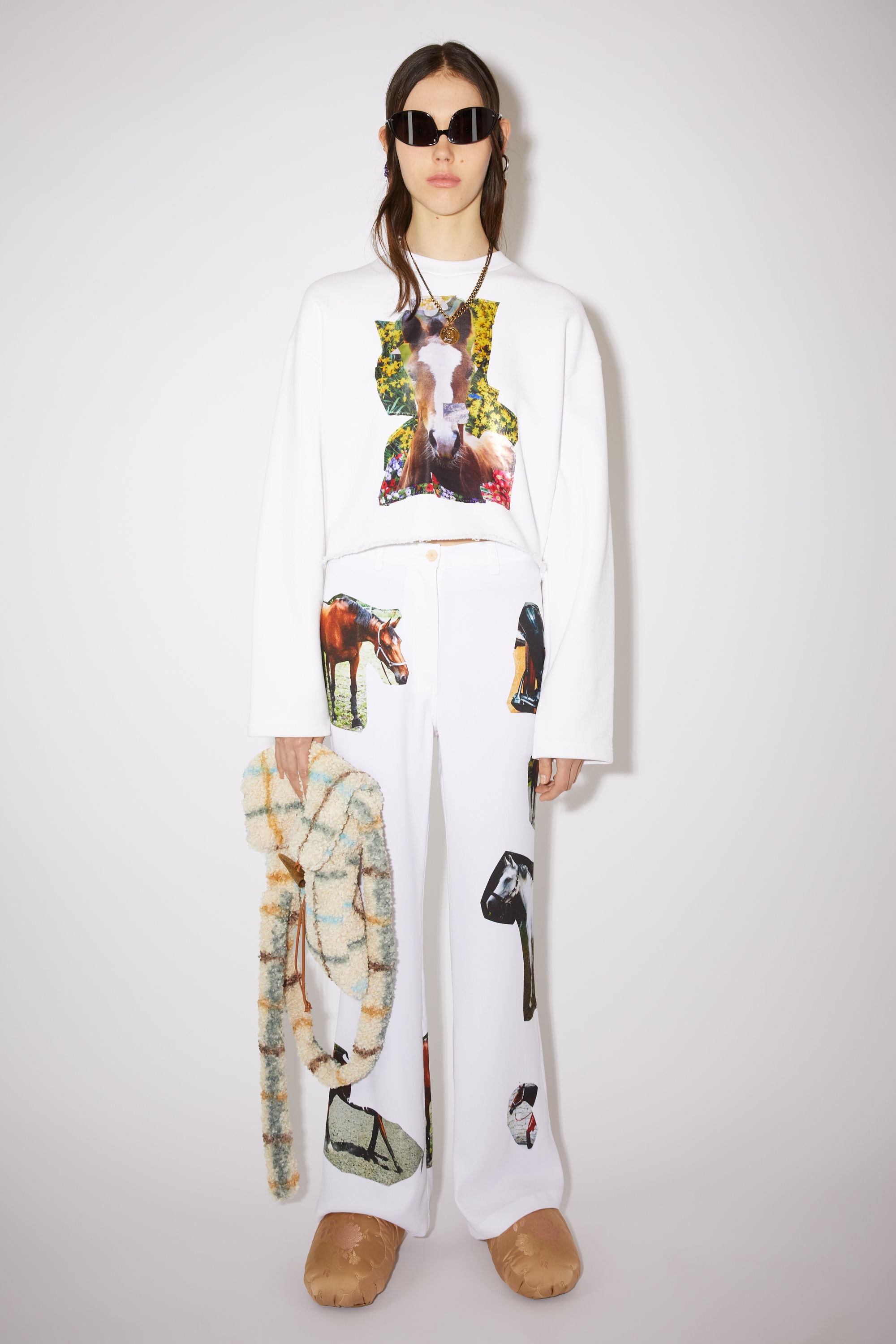 Digital print trousers - White - 2