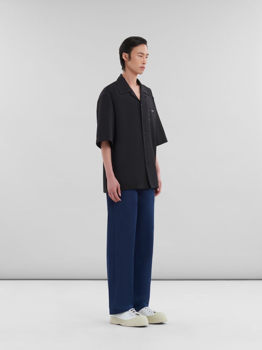 BLACK TROPICAL WOOL BOWLING SHIRT WITH MARNI MENDING - 5