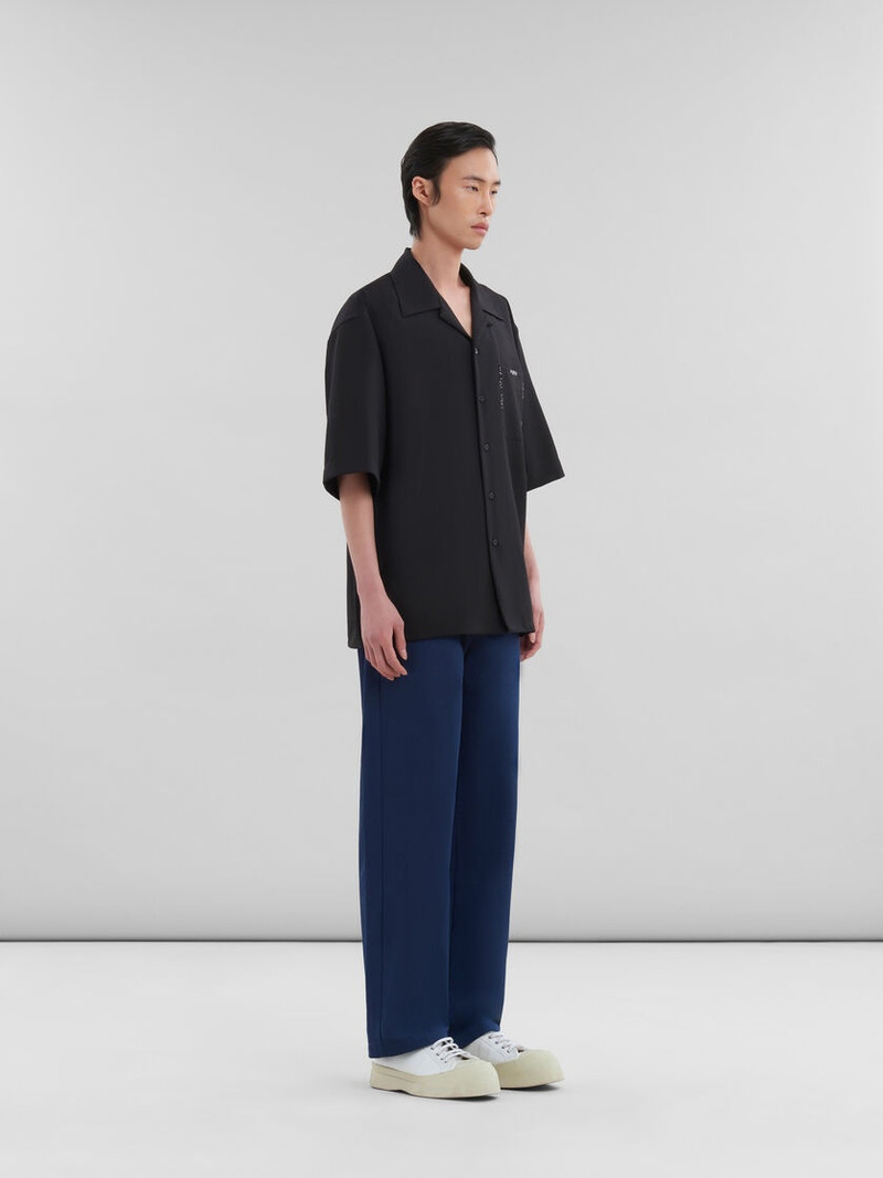 BLACK TROPICAL WOOL BOWLING SHIRT WITH MARNI MENDING 5