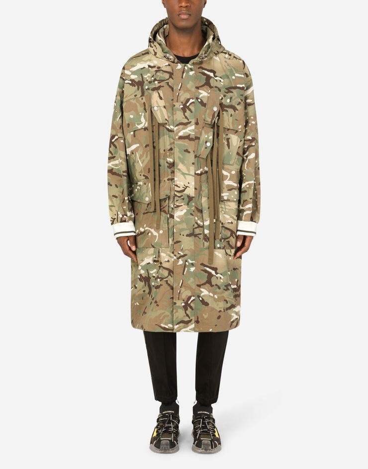 Camouflage-print nylon trench coat - 1