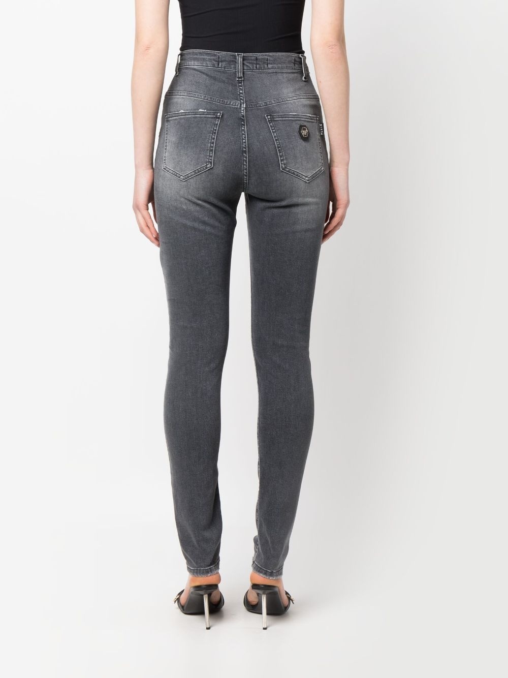 high-waisted denim jeggings - 4