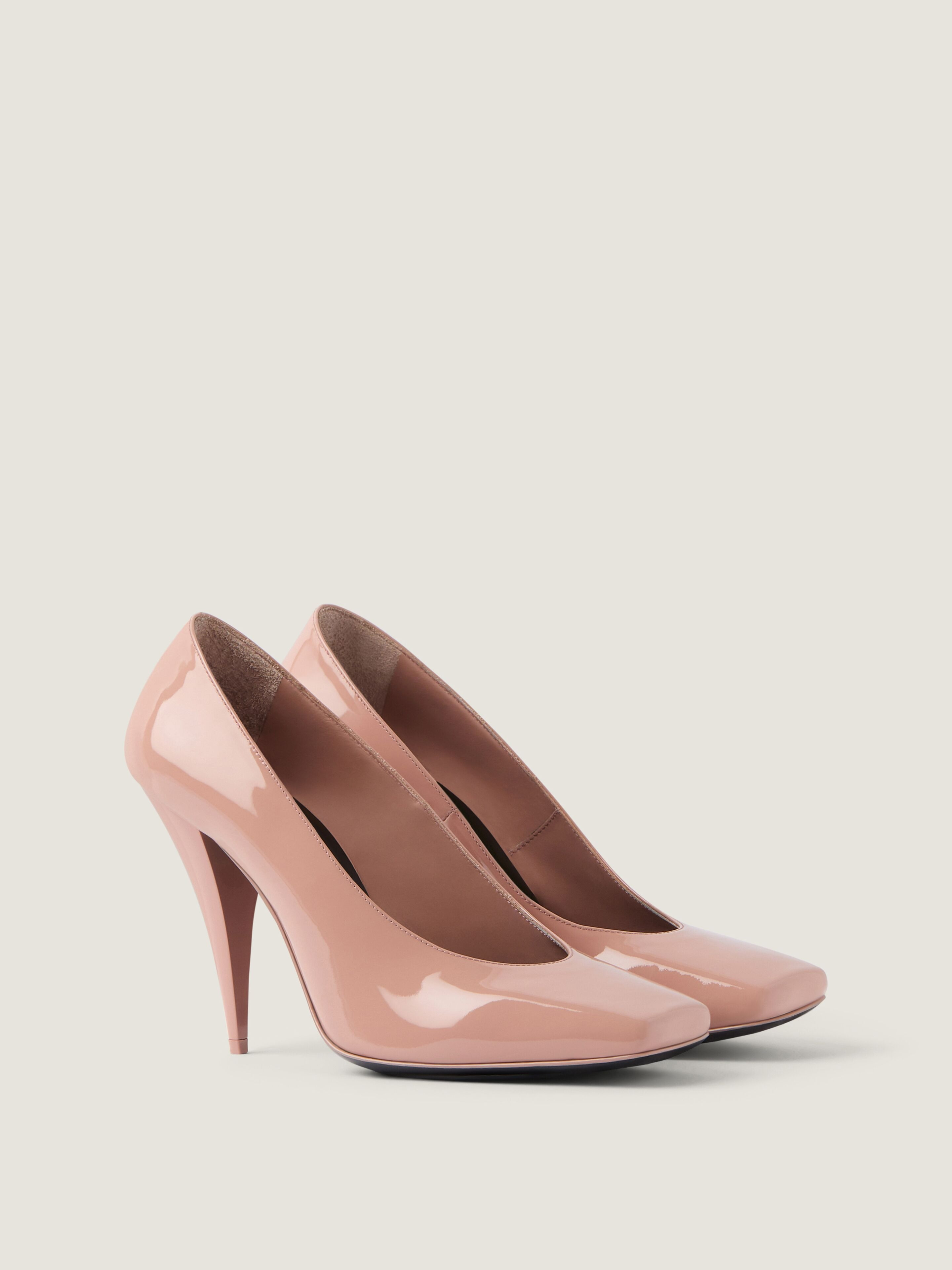 SLICED SQUARE PUMPS IN PATENT LEATHER - 1