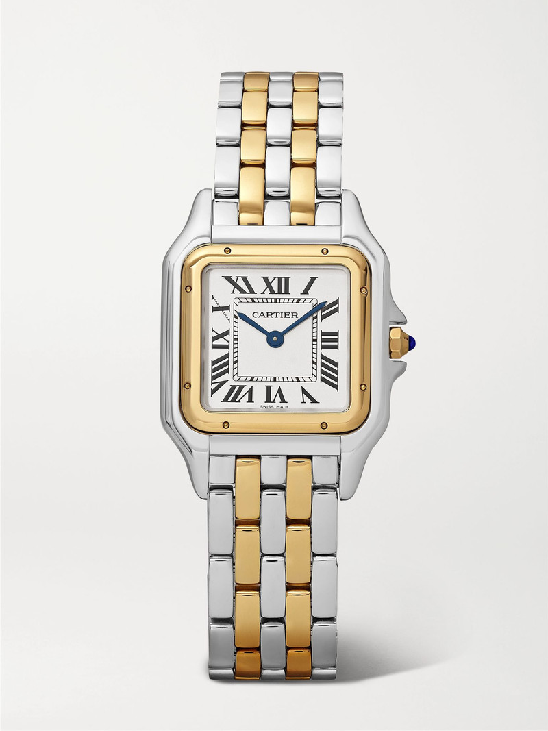 Panthère de Cartier Medium 27mm 18-karat gold and stainless steel watch Gold 1