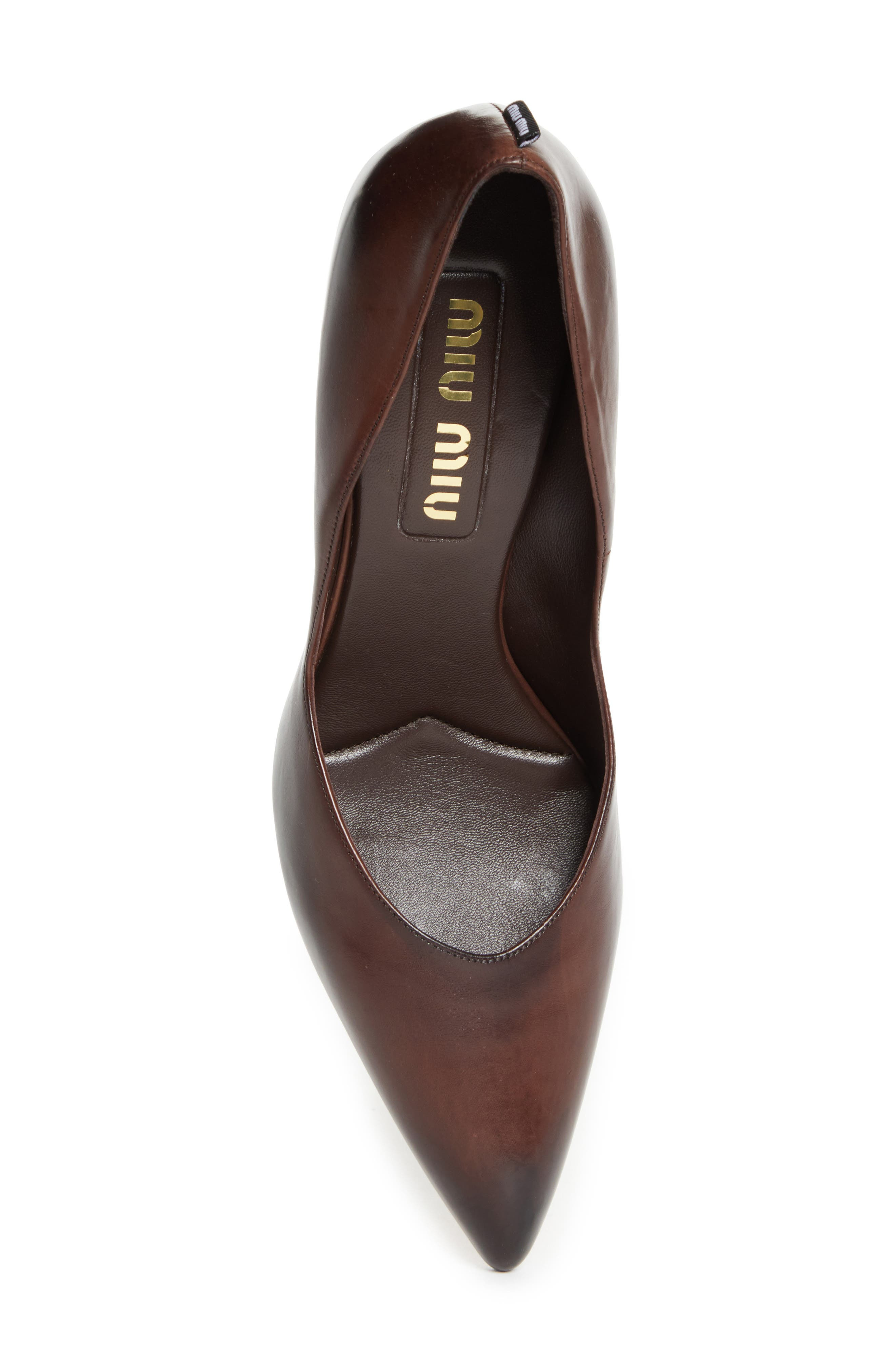 Miu Miu Waxed Calfskin Pointy Toe Pump in Moro at Nordstrom - 5