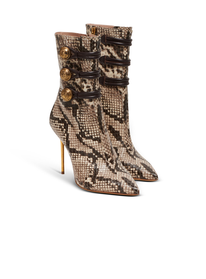Balmain Alma snakeskin-effect leather ankle boots outlook