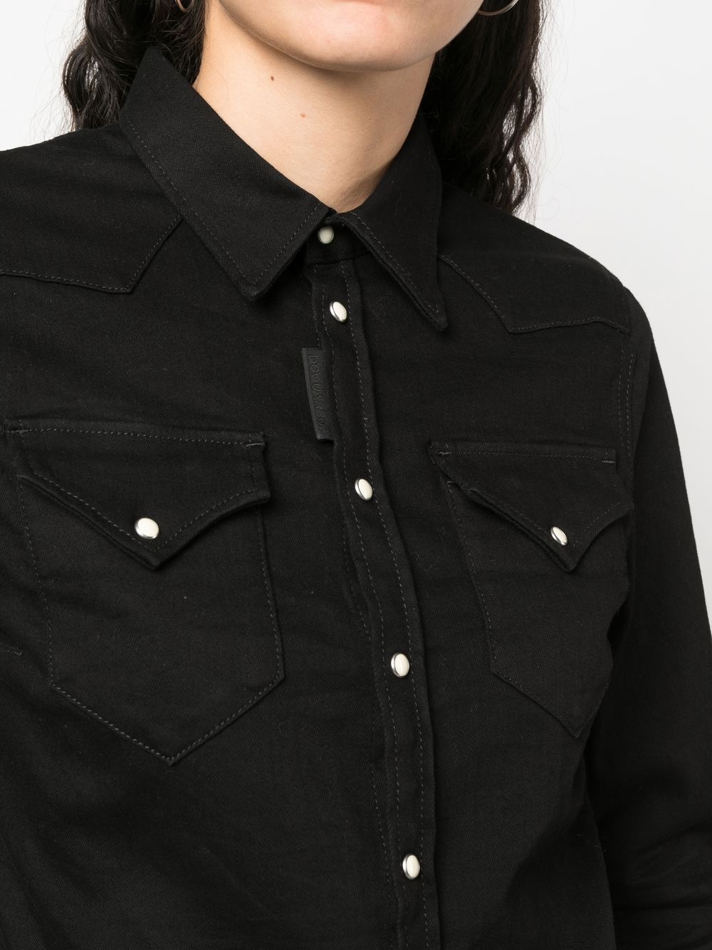 cropped denim shirt - 5