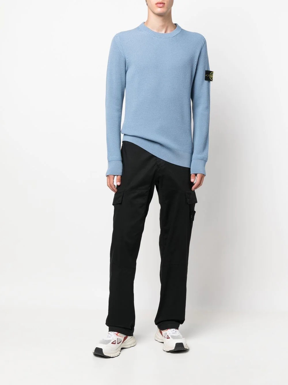 compass-patch ribbed jumper - 2