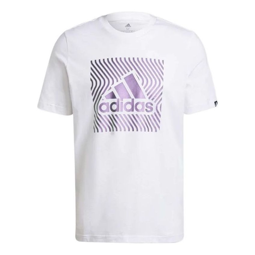 Men's adidas Chest Logo Printing Round Neck Short Sleeve White T-Shirt GS6279 - 1