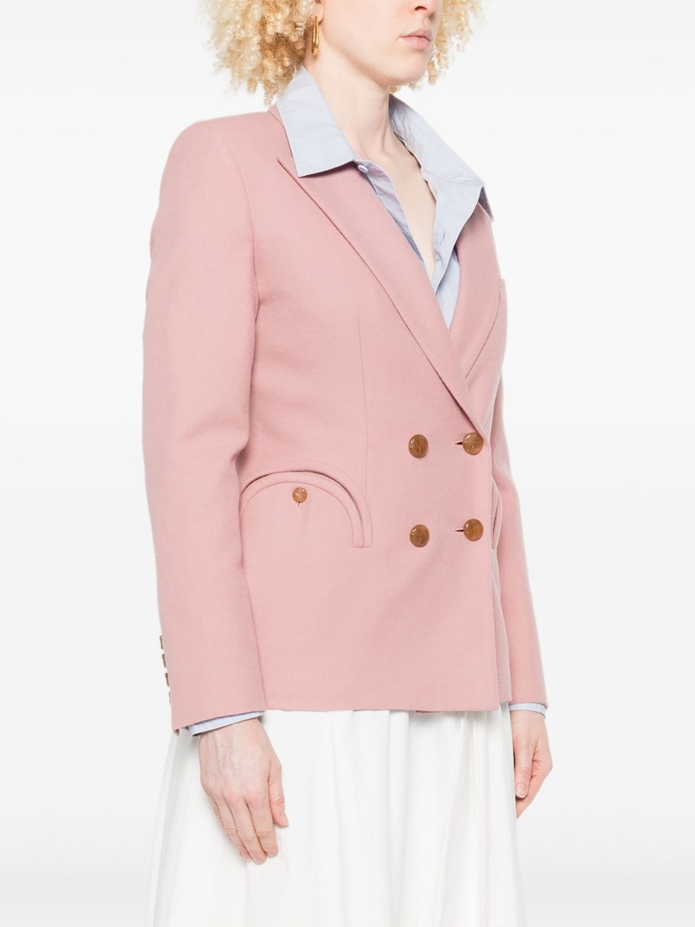 double-breasted round-pockets blazer - 3