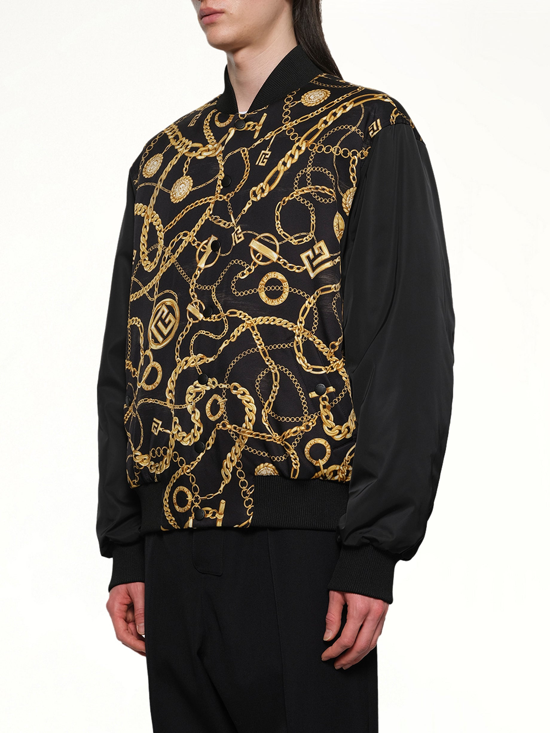 AO Chain&Monogram Reversible Jacket in Black/Gold - 3