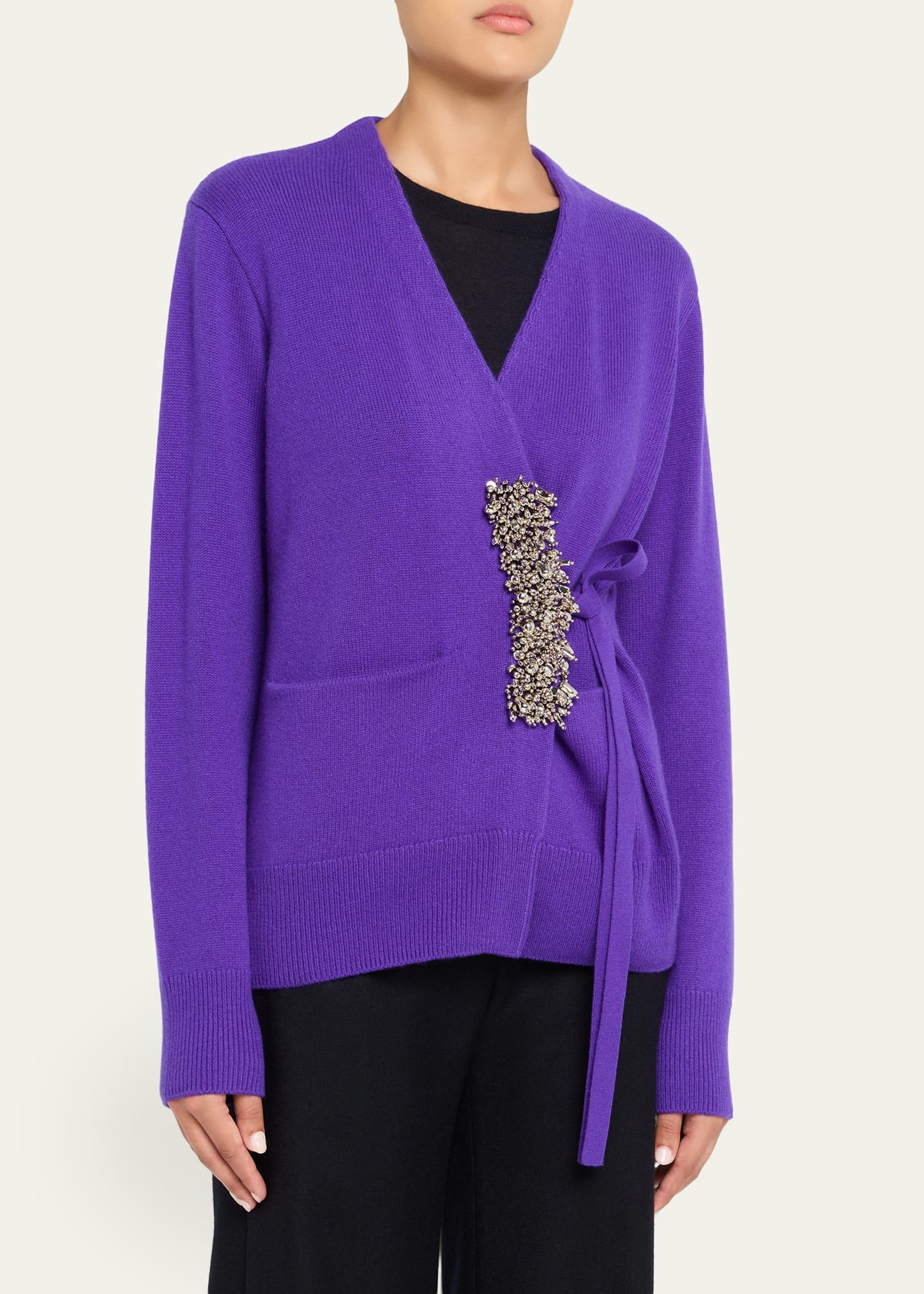 Tiah Beaded Cashmere Wrap Cardigan - 4