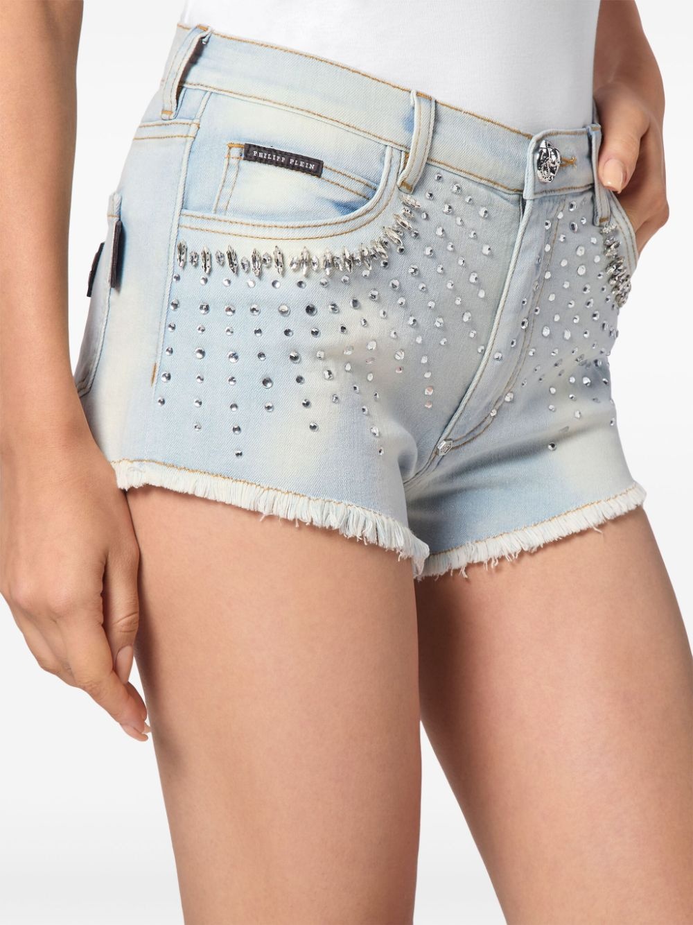 strass denim shorts - 4