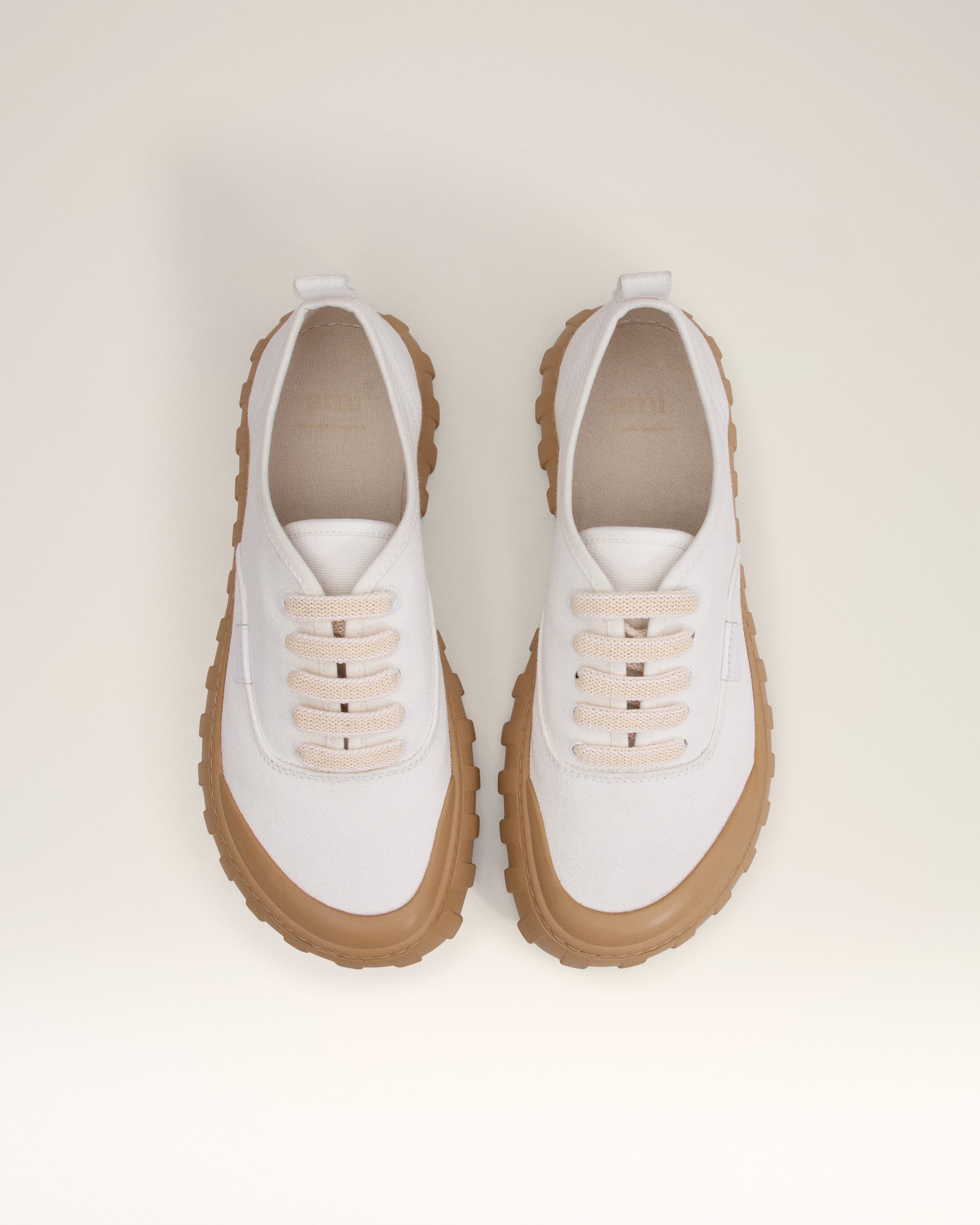 WHITE COTTON LOW TOP TEMPO CANVAS SNEAKERS - 5