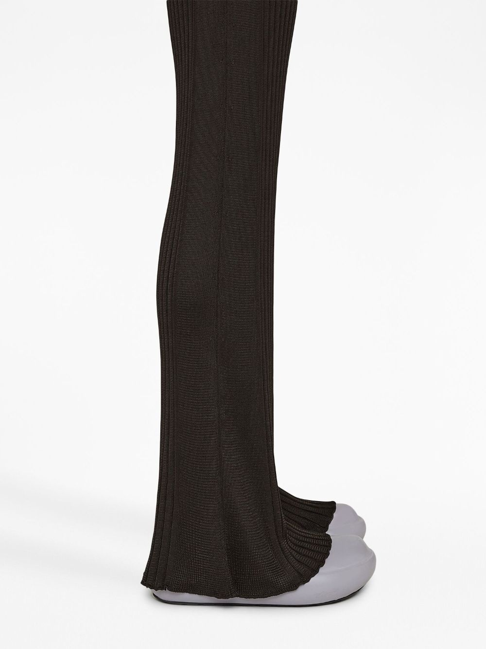 chunky ribbed flared-hem trousers - 6