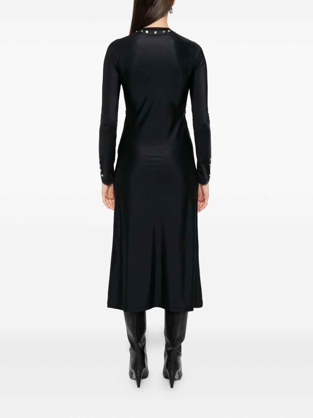 metallic-embellished long-sleeve dress - 4