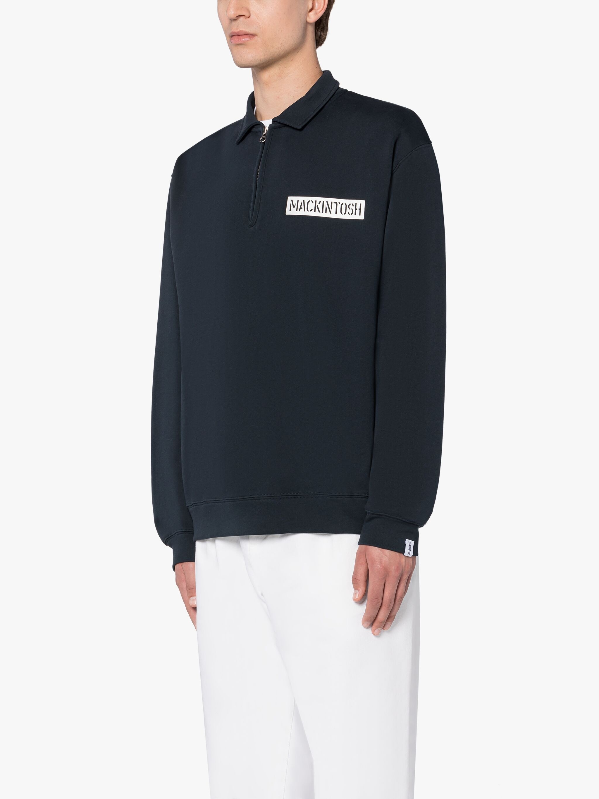 NAVY COTTON BOX LOGO SWEATSHIRT - 3