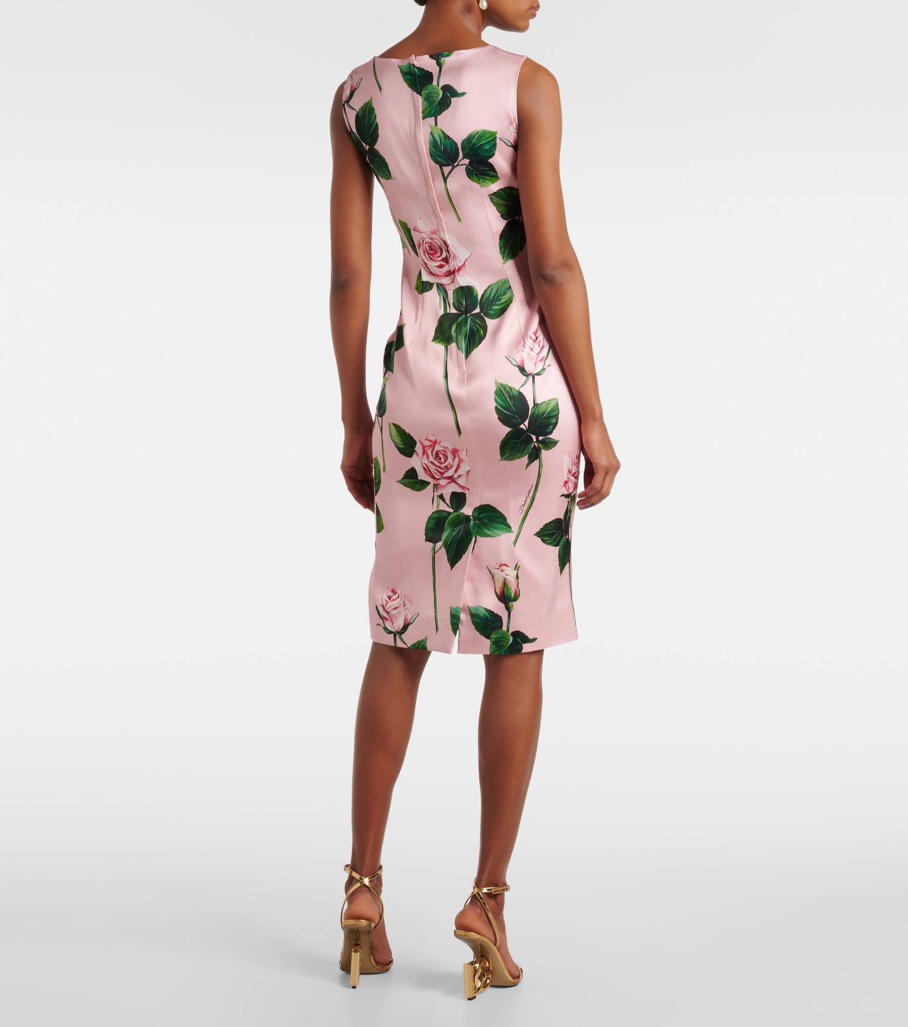 Floral satin midi dress - 3