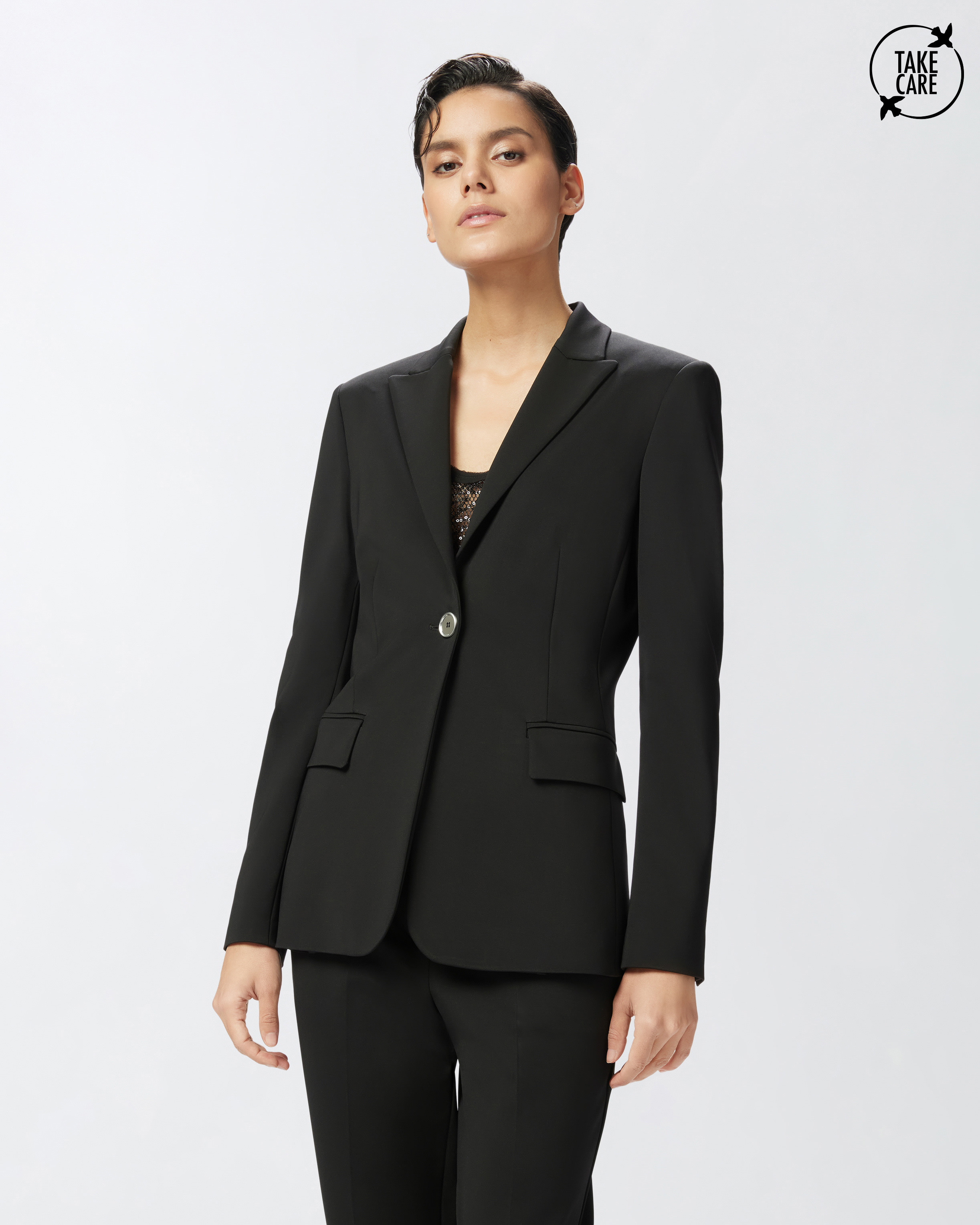 SINGLE-BREASTED BLAZER IN SCUBA-EFFECT VISCOSE - 3